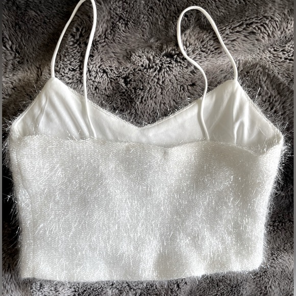 White Sparkly Party Crop Top - Picture 3 of 4